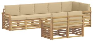 VidaXL Kültéri kanapé szett 8 pcs Fehér és Bézs 308 x 130,5 x 73 cm