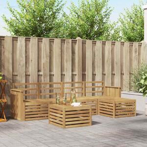 VidaXL Kültéri kanapé szett 6 pcs Fehér 59 x 59 x 37 cm Tömör Akácfa