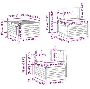 Kültéri kanapé szett párnával 5 pcs Természetes és krémszínű