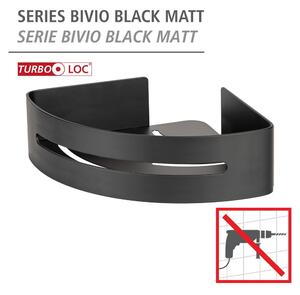 Matt fekete sarok öntapadós fém fürdőszobai polc Bivio – Wenko