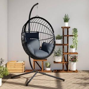 VidaXL antracitszürke rattan és acél függő kagylószék állvánnyal