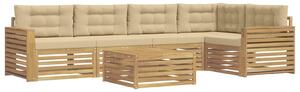 VidaXL Kültéri kanapé szett 6 pcs Fehér és Bézs 79 x 79 x 37 cm