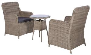 VidaXL 3 darabos barna polyrattan bisztrószett párnákkal