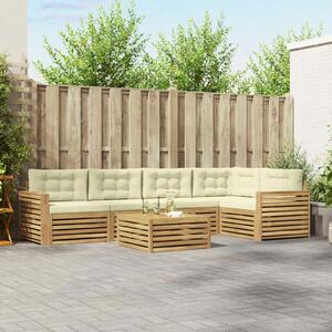 VidaXL Kültéri kanapé szett 6 pcs Fehér és Krém színű 79 x 79 x 37 cm