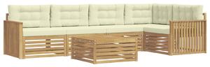 VidaXL Kültéri kanapé szett 6 pcs Fehér és Krém színű 79 x 79 x 37 cm