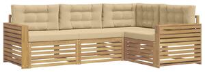 VidaXL Kültéri kanapé szett 4 pcs Fehér és Bézs 251,5 x 172,5 x 73 cm