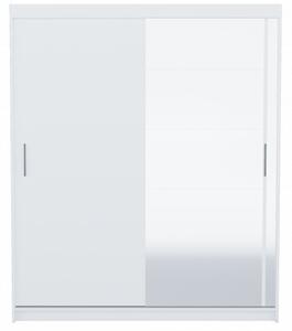 Drohmo Faro 180 tolóajtós gardróbszekrény, tükörrel, 180x216x61 cm, fehér