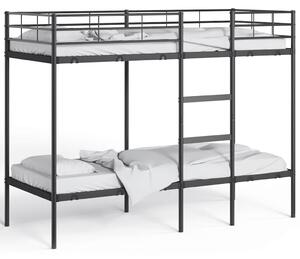VidaXL fekete acél emeletes ágy matrac nélkül 75 x 190 cm