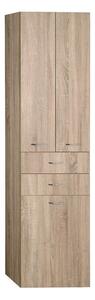 Aqualine Aqualine, ZOJA / KERAMIA FRESH magas szekrény kosárral 50x184x29cm, platina tölgy, 51295