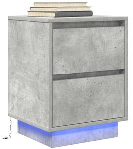 VidaXL 2 db betonszürke éjjeliszekrény LED-fényekkel 38x34x50 cm