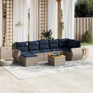 VidaXL 8 db szürke polyrattan kerti kanapégarnitúra párnákkal