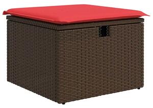 VidaXL Polyrattan kanapé szett párnákkal, 6 db, barna és piros