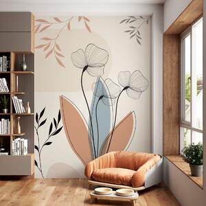 Fotótapéta Boho stílusú virágok és ágak, Fotótapéta akvarell, w02754 : Uwalls.hu