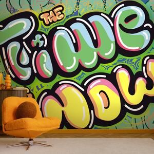 Fotótapéta Színes graffiti zöld háttéren, Modern fotótapéta, Népszerű fotótapéta, t00274 - Tapeko.hu
