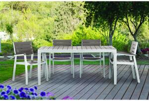 Harmony műanyag kerti asztal, fehér-világos barna