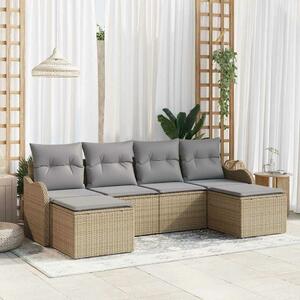 VidaXL Kerti Kanapé Szett 6 pcs bézs és világosszürke Poli rattan