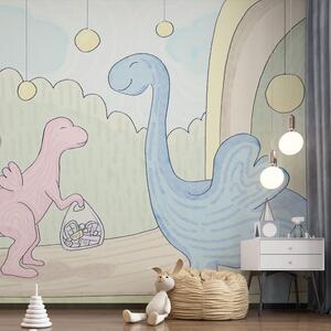 Fotótapéta Rajzfilm dinoszauruszok, akik egy táskát hordoznak, Dinoszauruszos fotótapéta, Népszerű fotótapéta, t00288 - Tapeko.hu