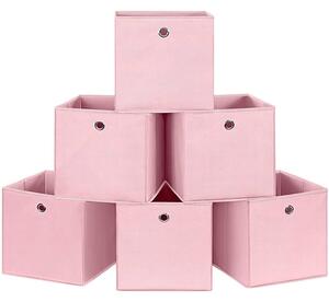 SONGMICS 6db összecsukható tárolódoboz, 30 x 30 x 30 cm-es, rózsaszín