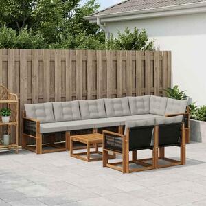 VidaXL Kültéri kanapé szett 9 pcs Természetes és Világosszürke