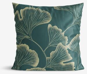 Goldea pamutszatén párnahuzat - ginkgo levelek sötétzöld alapon 50 x 70 cm