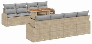 VidaXL Kerti Kanapé Szett tárolóval 9 pcs Bézs Poli rattan