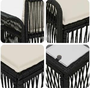 VidaXL Kerti Kanapé Szett 6 pcs Fekete polirattan
