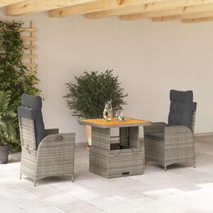 VidaXL Polyrattan Kerti Étkezőgarnitúra - 3 részes - Szürke