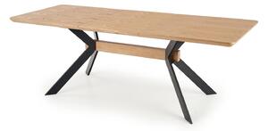 Asztal Houston 1351, Fekete, Tölgy, 76x90x160cm, Hosszabbíthatóság, Közepes sűrűségű farostlemez, Természetes fa furnér, Fém