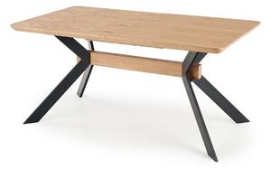 Asztal Houston 1351, Fekete, Tölgy, 76x90x160cm, Hosszabbíthatóság, Közepes sűrűségű farostlemez, Természetes fa furnér, Fém