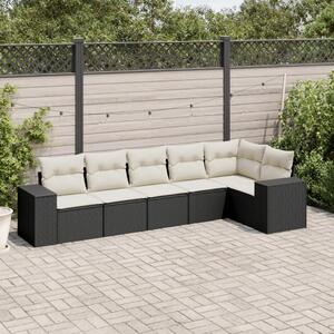 6 részes fekete polyrattan kerti ülőgarnitúra párnákkal