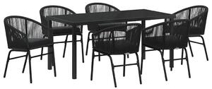 VidaXL Kert étkező szett 7 pcs Fekete Poli rattan