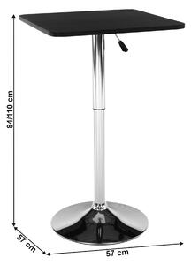KONDELA Magasság állítható bárasztal, fekete, 57x84-110 cm, FLORIAN