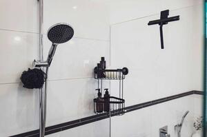 Fekete függő öntapadós fém fürdőszobai kiegészítő szett Classic – Wenko