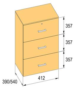 K-BBP R3 típusú irattartó szekrény, belső szélesség 412 mm / 390 mm, magasság 10