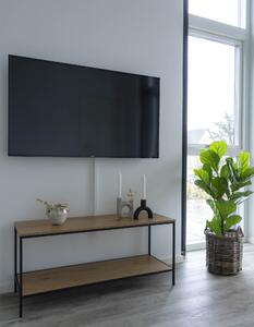 Vita - TV-asztal fekete kerettel és két tölgy színű polccal 100x36x45 cm