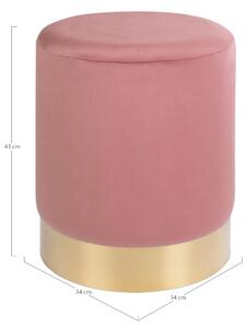 Gamby - Puff rózsaszín bársonyból, sárgaréz színű acél talppal