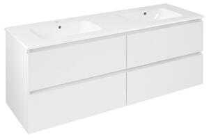 Sapho Sapho, EZARA dupla mosdós szekrény 140x55x46cm, fehér fényes, EZ141-3030