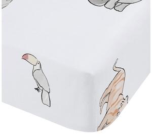 Fehér gumis pamut gyerek lepedő babaágyhoz 70x140 cm Zoo Animals – Bianca