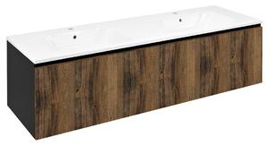 Sapho Sapho, LOREA szekrény 180x46x51.5cm (90+90cm), collingwood tölgy/matt fekete, LE090-1935-03