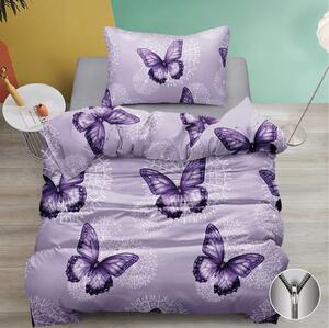 Pamut ágyneműhuzat BUTTERFLY BLOOM lila Ágyneműhuzat mérete: 70 x 90 cm | 140 x 200 cm