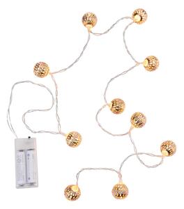 ORIENTAL LIGHTS égősor fém gömbökkel USB kábellel, rozéarany 10 égővel