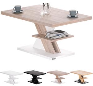 Casaria® Detroit dohányzóasztal 90x60x45 cm - fehér/tölgy