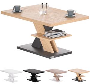 Casaria® Detroit dohányzóasztal 90x60x45 cm - fa/szürke