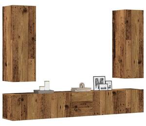 VidaXL 5 részes antik fa színű szerelt fa fali TV-szekrényszett