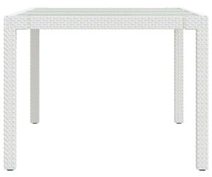 VidaXL fehér polyrattan és edzett üveg kerti asztal 190 x 90 x 75 cm