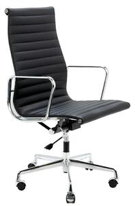 King Home Aeron Prestige Plus Irodai Szék Valódi Bőr Fekete Króm
