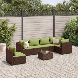 7 részes barna polyrattan kerti ülőgarnitúra párnákkal