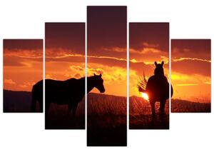 Kép - lovak, napnyugtakor (150x105cm)