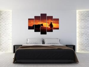 Kép - lovak, napnyugtakor (150x105cm)