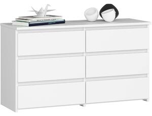 Akord - CLP6 Rétegelt Fehér Komód, 100x57 cm, 6 Fiókos, Laminált Lemez, Matt Felület, ABS Szegély, Önösszeszerelésre Kész